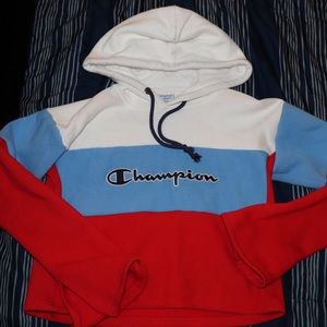 red white and blue champion sweater